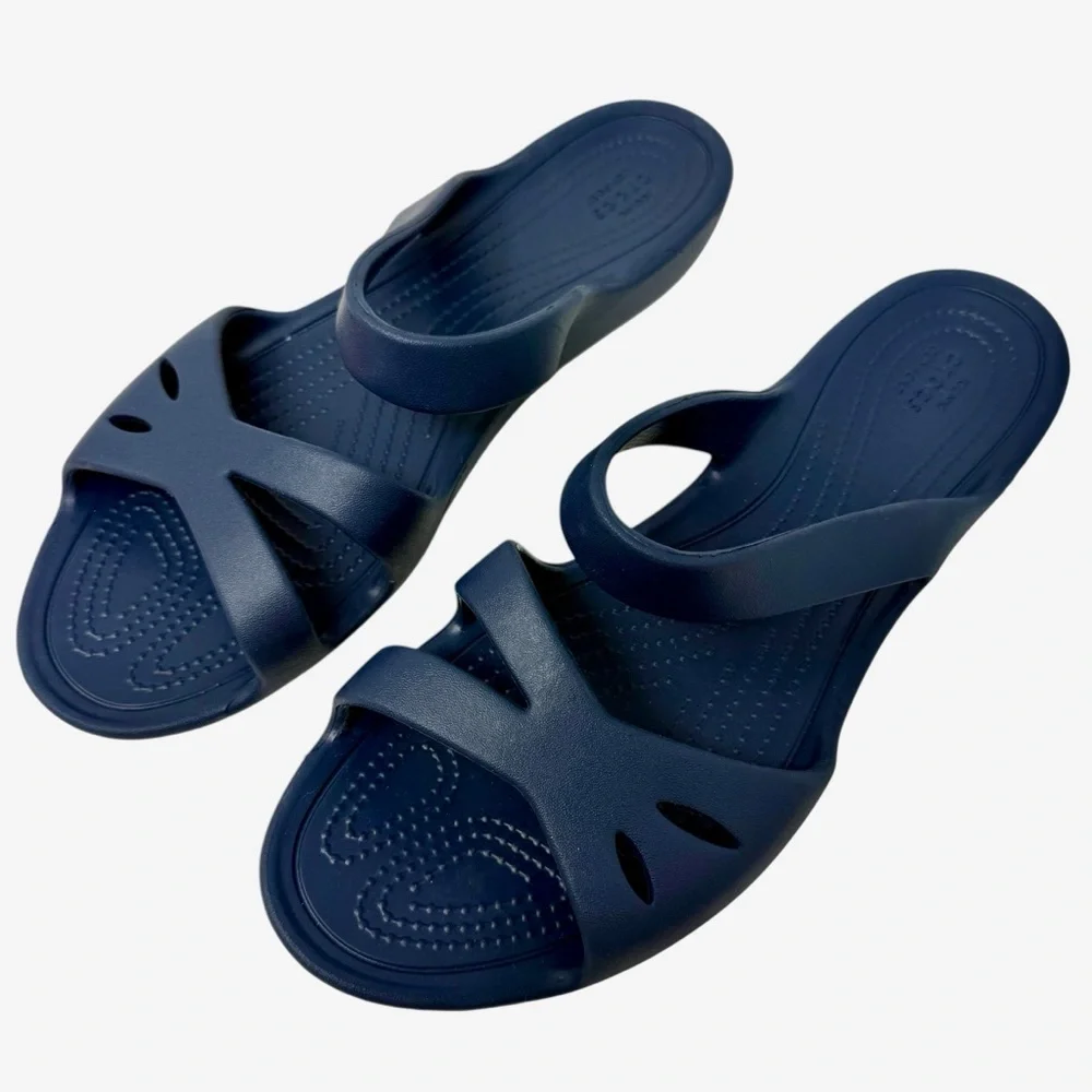 Crocs Women's Size 11 Kelli Sandals Navy Blue Comfort shoes slip on New